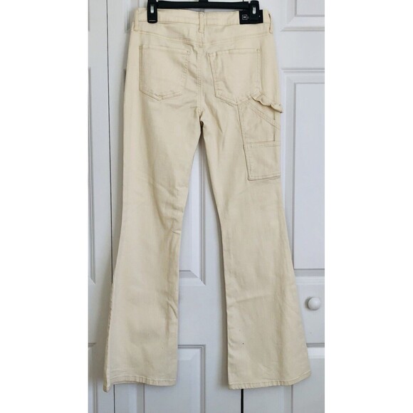 RE GENERATION WOMEN'S JEANS CARPENTER FLARE MID RISE BEIGE DEMIN SIZE 5/27  173 - Picture 5 of 12